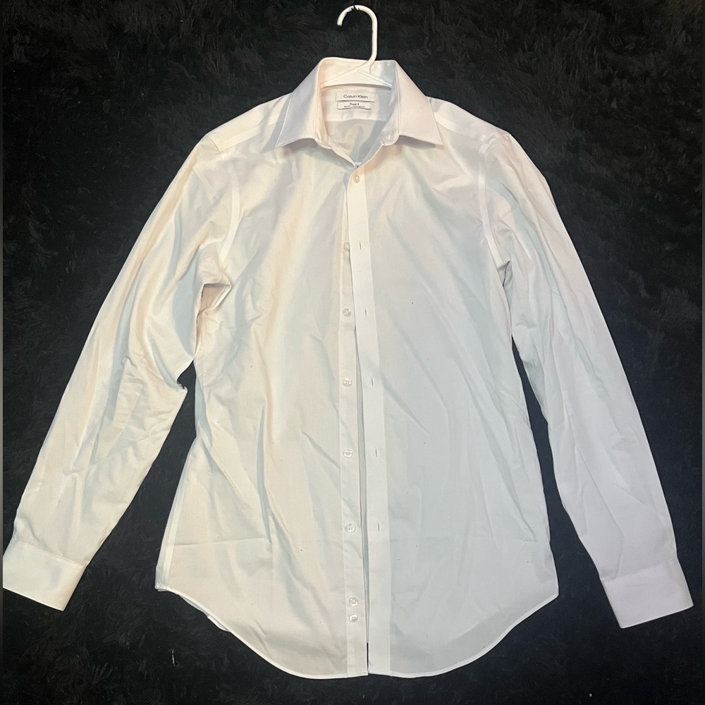 Mens white Calvin Klein suit button up shirt (32/33)
